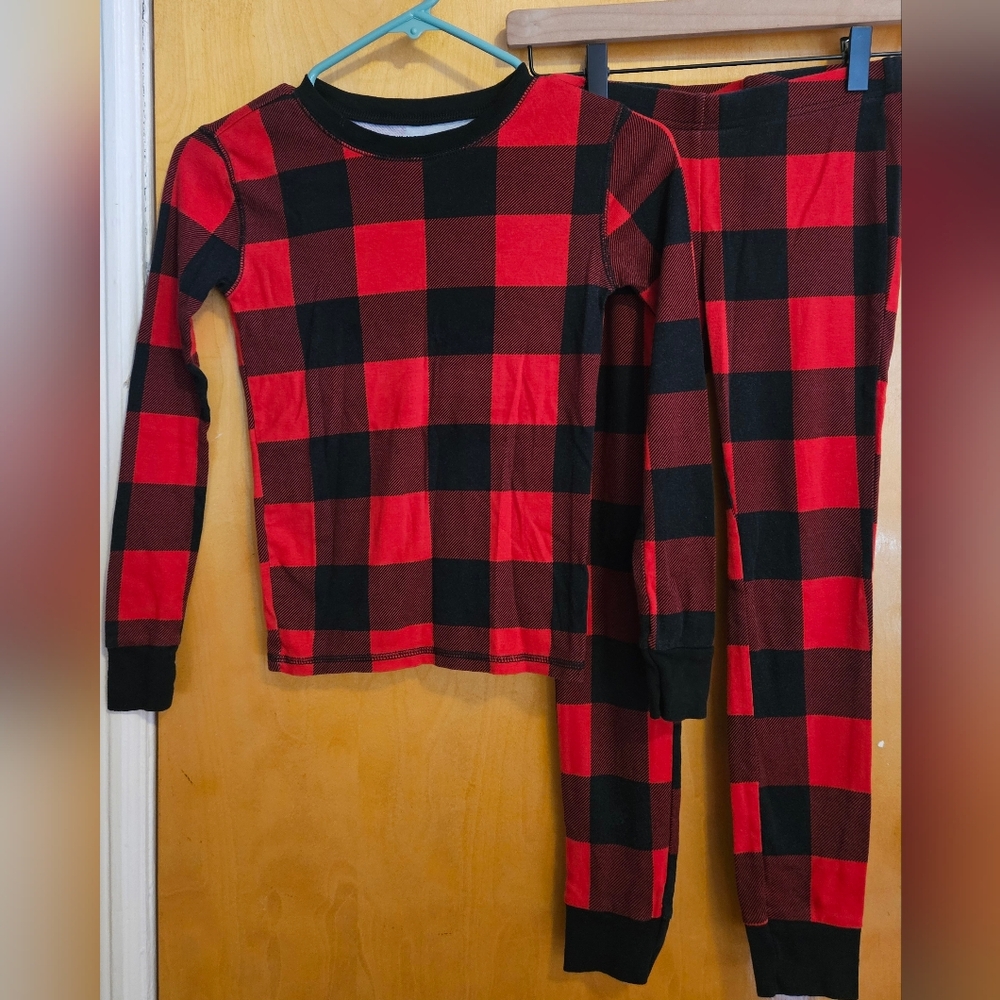 Old Navy Red and Black Plaid Pj Set Unisex Kids L 10